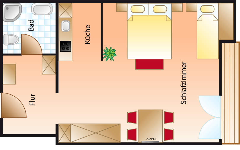 Grundriss Appartement Typ B+